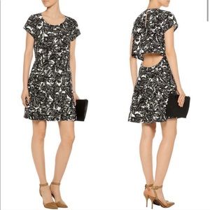 Joie Eley Cut Out Printed Silk Linen Dress EUC C2